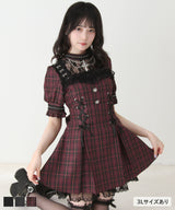 【予約　5/1発送】十字架チェーンチョーカー風レースアップ半袖ワンピース【SD】