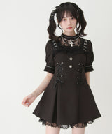 【予約　5/1発送】十字架チェーンチョーカー風レースアップ半袖ワンピース【SD】