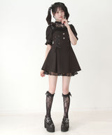 【予約　5/1発送】十字架チェーンチョーカー風レースアップ半袖ワンピース【SD】