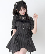 【予約　5/1発送】十字架チェーンチョーカー風レースアップ半袖ワンピース【SD】