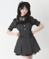 【予約　5/1発送】十字架チェーンチョーカー風レースアップ半袖ワンピース【SD】
