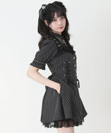 【予約　5/1発送】十字架チェーンチョーカー風レースアップ半袖ワンピース【SD】