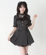 【予約　5/1発送】十字架チェーンチョーカー風レースアップ半袖ワンピース【SD】