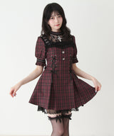 【予約　5/1発送】十字架チェーンチョーカー風レースアップ半袖ワンピース【SD】