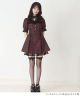 【予約　5/1発送】十字架チェーンチョーカー風レースアップ半袖ワンピース【SD】