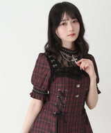 【予約　5/1発送】十字架チェーンチョーカー風レースアップ半袖ワンピース【SD】