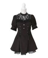 【予約　5/1発送】十字架チェーンチョーカー風レースアップ半袖ワンピース【SD】