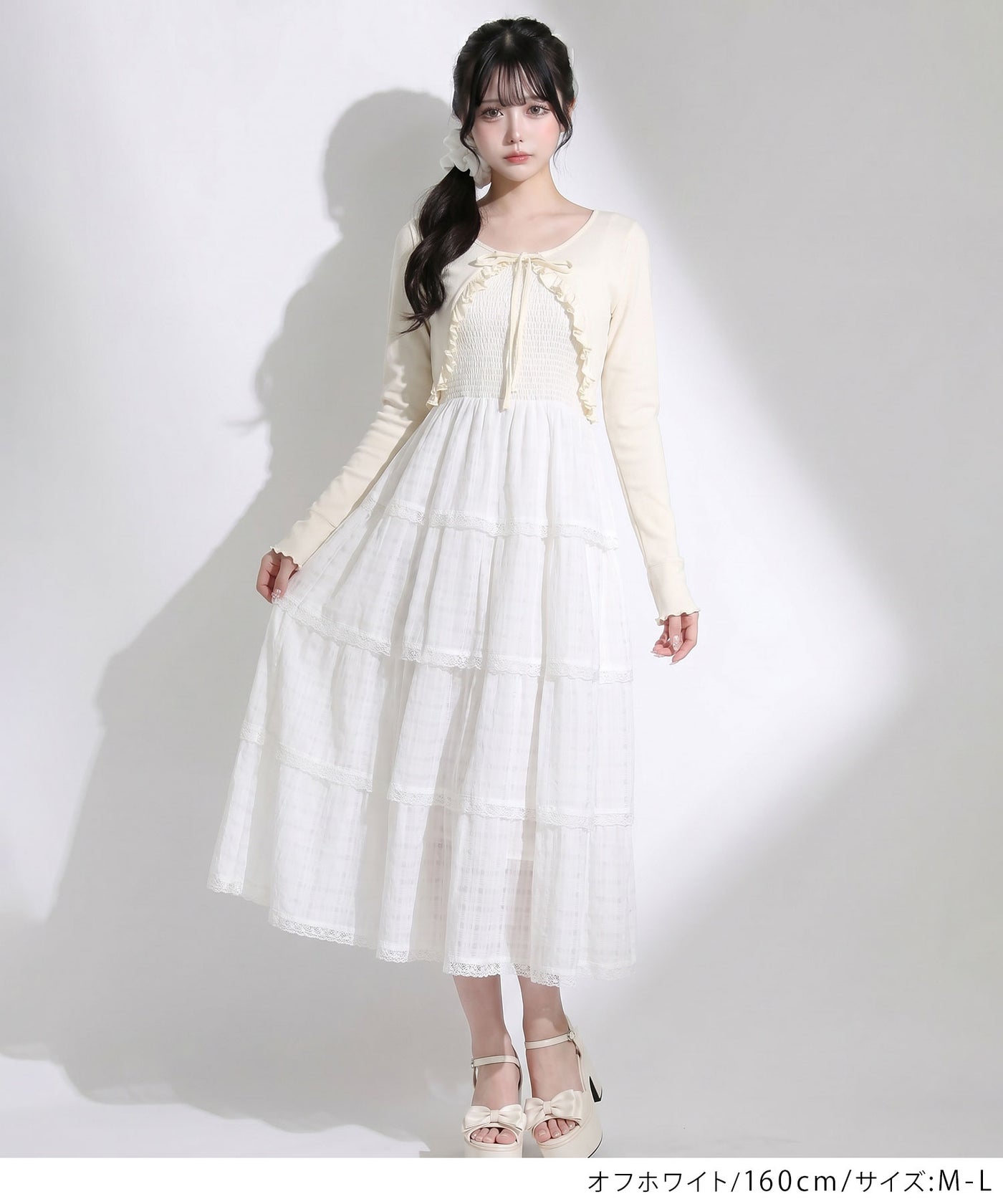 5WAYシアーボレロセットティアードロングキャミワンピース
