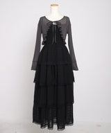 【予約　5/1発送】5WAYシアーボレロセットティアードロングキャミワンピース【SD】