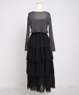 【予約　5/1発送】5WAYシアーボレロセットティアードロングキャミワンピース【SD】