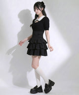 【予約　4/30発送】サイドバックルティアードミニスカート【SD】