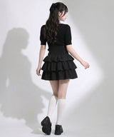 【予約　4/30発送】サイドバックルティアードミニスカート【SD】