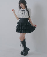 サイドバックルティアードミニスカート