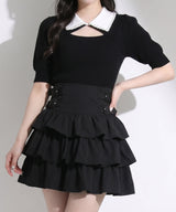 【予約　4/30発送】サイドバックルティアードミニスカート【SD】