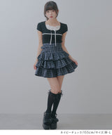 サイドバックルティアードミニスカート