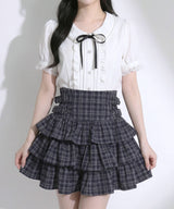 【予約　4/30発送】サイドバックルティアードミニスカート【SD】