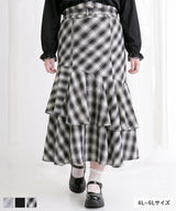 【予約　5/1発送】【4L-6L】スリット入りアシメフリルマーメイドスカート【SD】