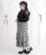 【予約　5/1発送】【4L-6L】スリット入りアシメフリルマーメイドスカート【SD】