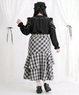 【予約　5/1発送】【4L-6L】スリット入りアシメフリルマーメイドスカート【SD】