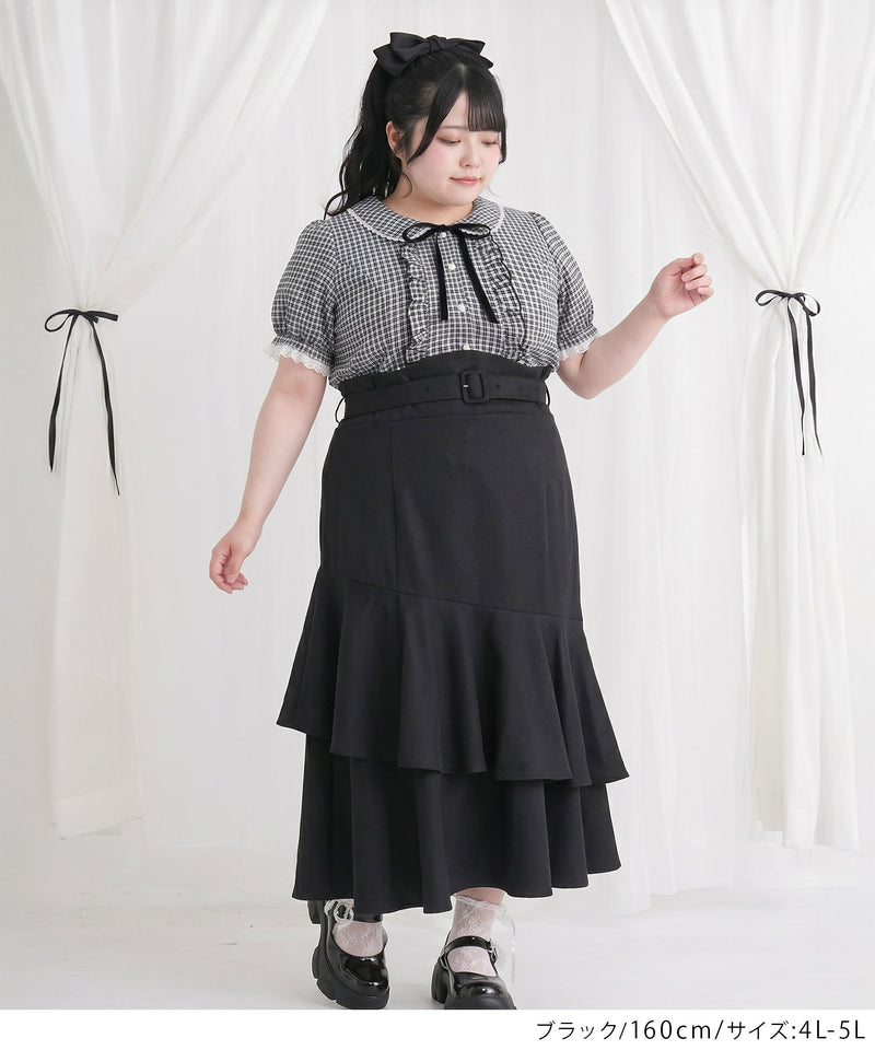 4L-6L】スリット入りアシメフリルマーメイドスカート – レディース