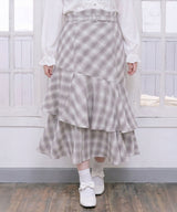 【予約　5/1発送】【4L-6L】スリット入りアシメフリルマーメイドスカート【SD】