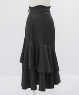 【予約　5/1発送】【4L-6L】スリット入りアシメフリルマーメイドスカート【SD】