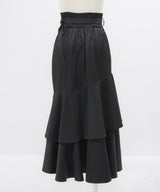 【予約　5/1発送】【4L-6L】スリット入りアシメフリルマーメイドスカート【SD】