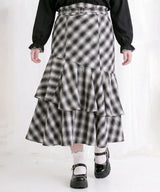 【予約　5/1発送】【4L-6L】スリット入りアシメフリルマーメイドスカート【SD】