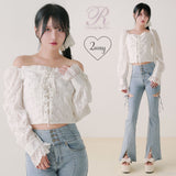 【予約　3/30発送】2WAYコルセット風レースアップブラウス【SD】