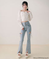 【予約　3/30発送】2WAYコルセット風レースアップブラウス【SD】