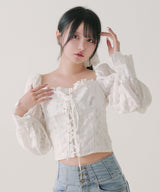 【予約　3/30発送】2WAYコルセット風レースアップブラウス【SD】