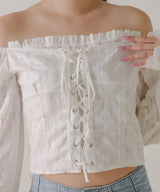 【予約　3/30発送】2WAYコルセット風レースアップブラウス【SD】