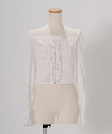 【予約　3/30発送】2WAYコルセット風レースアップブラウス【SD】