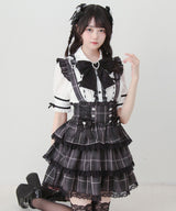 フリルたっぷりレースアップリボンスカート