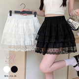 　リボン柄レースティアードミニスカート