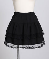 　リボン柄レースティアードミニスカート