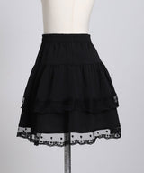 　リボン柄レースティアードミニスカート