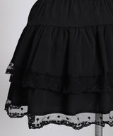 　リボン柄レースティアードミニスカート