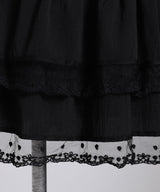 　リボン柄レースティアードミニスカート