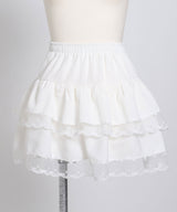 　リボン柄レースティアードミニスカート