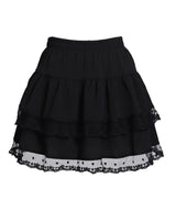 　リボン柄レースティアードミニスカート