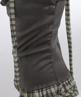 【予約　4/17発送】ドレープ裾チェックフリルカットソートップス