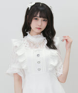 【予約　6/25発送】レースアップフリルパールネックレスロングワンピース【SD】