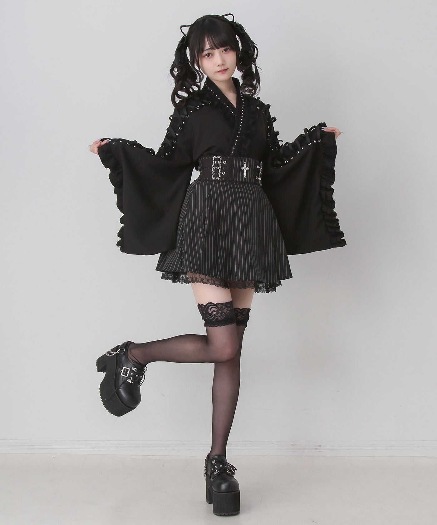 ❤︎浴衣ドレス❤︎黒系❤︎リメイク　ミニスカート❤︎ 140150SM キッズ服(100cm~) ❤︎浴衣ドレス❤︎黒系❤︎リメイク ミニスカート