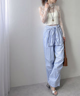 ストレッチ レース ハイネック ロンT