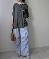 ストレッチ レース ハイネック ロンT