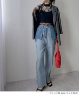 ストレッチ レース ハイネック ロンT