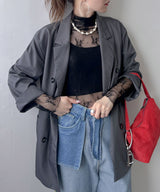 ストレッチ レース ハイネック ロンT