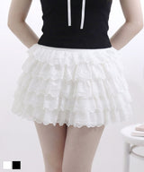 【予約　5/15発送】ミルフィーユティアードレースミニスカート【SD】