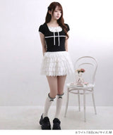 【予約　5/15発送】ミルフィーユティアードレースミニスカート【SD】